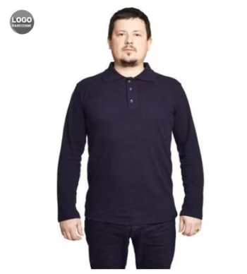 Рубашка поло с длинным рукавом темно-синяя размер XXXL (60-62)